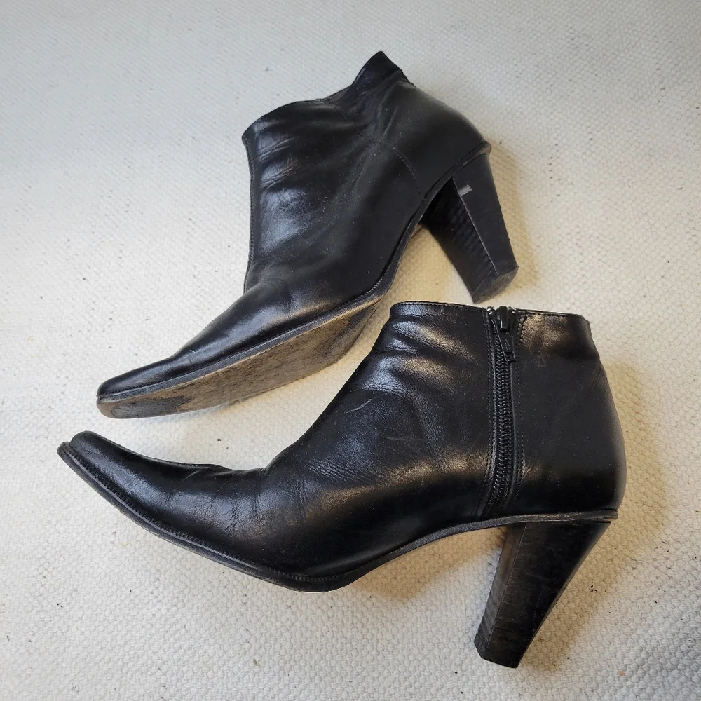Spatarella Napoli Size 37 Vintage Square Toe Side Zip Booties